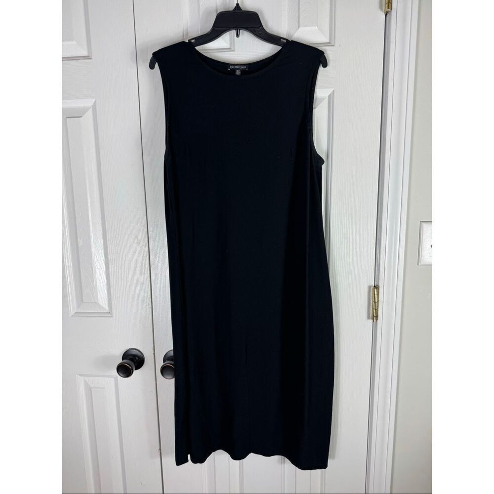 Eileen Fisher Womens Black Midi Dress Size Small